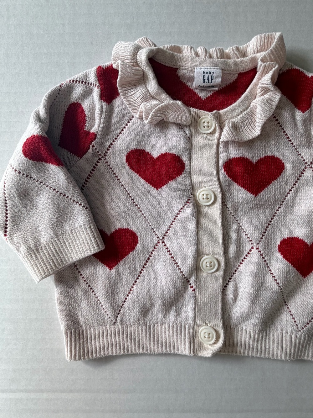 Baby Gap Heart Argyle Knit Cardigan & Pants Set 0-3M